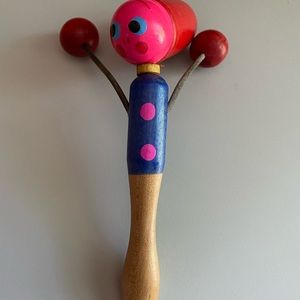 Vintage Christmas Wooden Toy Solider hand held noise maker made in Japan